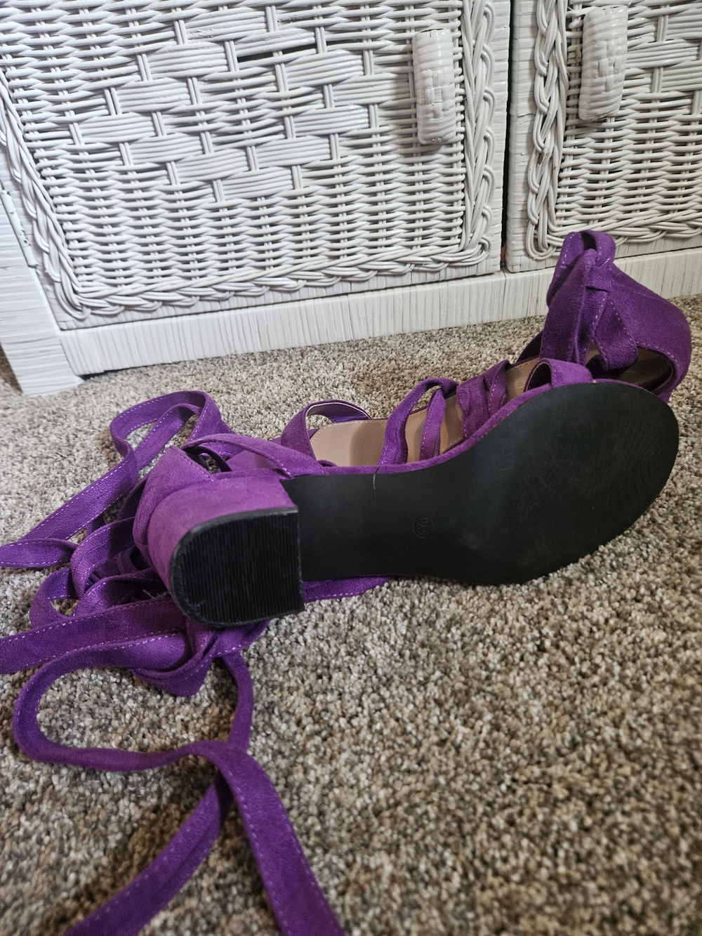 Purple Lace-Up Women's Sandals - Picture 2 of 4